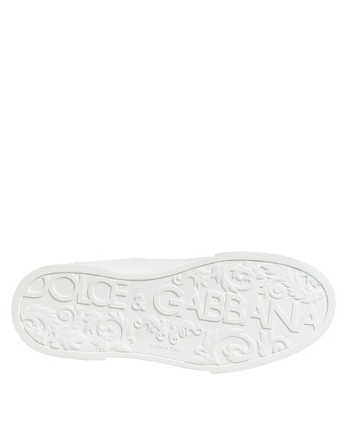 Dolce & Gabbana Black White Leather Portofino Sneaker Shoes